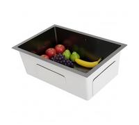 Fregadero de cocina de un solo cuenco, 60 x 40 x 22 cm, diseño de tubería de agua en forma de X, de acero inoxidable, rectangular, diseño orientado al usuario, para tiendas de postres, cafeterías