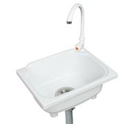 Fregadero de cocina de un solo cuenco, fregadero de cocina montado en la pared de 15.1 x 11.2 pulgadas con agujero para grifo de 1.25 pulgadas, fregadero de plástico para caravana, hogar, restaurante