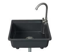 Fregadero de cocina de un solo cuenco, fregadero de cocina montado en la pared de 16.9 x 12.8 pulgadas con agujero para grifo de 1.25 pulgadas, fregadero de plástico para caravana, hogar, restaurante