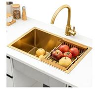 Fregadero de cocina dorado 55x40cm, tarja dorada pequeña para bar mini bar, fregadero redondo/ovalin color oro, tarja chica para barra, sink pequeño bajo encimera, acero inoxidable con sifón y grifo