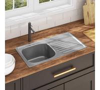 Fregadero De Cocina Empotrado De Acero Inoxidable con Acabado Cepillado, Cubeta Grande y Escurridor Reversible, kitchen sink, Fregadero Bajo Encimera, Apto Para Cocinas y Lavaderos, Plata, 75x40x18 cm