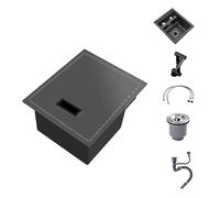 Fregadero de cocina empotrado de acero inoxidable negro de un solo tazón, bajo encimera, comercial, utilitario, con grifo, conjunto de drenaje, banco de trabajo para RV, espacio pequeño