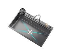 Fregadero De Cocina En Cascada Acero Inoxidable, Fregaderos For Lavar Platos Una Sola Ranura Extra Grandes, Lavabo Bajo Montaje, Lavadora Tazas FáCil De Limpiar Y Mantener(100X52CM-D2-SA)