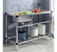 Fregadero de cocina, estación de trabajo independiente de un solo tazón, for restaurante, lavandería, garaje, fregadero de taller con patas for exteriores(80 * 42cm*75cm)