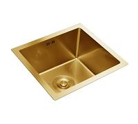 Fregadero de Cocina Fregadero de Acero Inoxidable 304 Fregadero Dorado de un Solo Fregadero Fregadero Rectangular de Cocina Mini Fregadero pequeño (Color: Dorado, Tamaño: 40 * 36 cm)