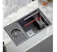 Fregadero De Cocina, Fregadero De Acero Inoxidable De Un Solo Seno Con Tapa, Lavabo Empotrado Bajo Encimera, Fregadero De Bar, Material De Acero Inoxidable Nano, Múltiple-B-55x32cm (21.65x12.59in)
