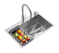 Fregadero De Cocina Fregadero De Acero Inoxidable Gran Fregadero Sobre Encimera, Fregadero Multifunción Lavabo Empotrado Con Grifo Giratorio Y Dispensador De Jabón (60x45cm)