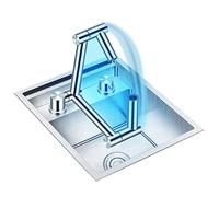 Fregadero de Cocina, Fregadero de Acero Inoxidable Negro 304, Fregadero Empotrado de Mesa con Grifo Oculto Plegable, Fregadero Invisible con Tapa, estación de Trabajo de Fregadero de Cocina. (Color :