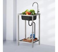 Fregadero De Cocina Fregadero de cocina con Grifo Fregadero De Barra De Acero Inoxidable Fregadero multifuncional con Patas Regulables Portatil Fregadero De Comercial para Garaje Lavandería 50cm