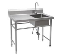 Fregadero de cocina, fregadero derecho, fregadero de gastro, lavabo de acero inoxidable, fregadero de acero inoxidable, fregadero con toque, fregadero de gastronomía, cesta colador y tubo de drenaje,