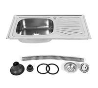 Fregadero de cocina, fregadero pequeño de cocina, cuenco único de acero inoxidable para autocaravana, escurridor reversible (90 x 50 x 15 cm)