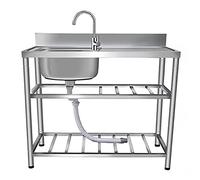 Fregadero de Cocina Grande Fregadero Independiente de Acero Inoxidable Fregadero de un Solo Compartimento Fregadero de Banco de Trabajo con Grifo y Banco de Trabajo Fregadero portátil para g