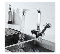 Fregadero de Cocina Grifo frío y Caliente Control Dual Toda la Cuenca de Lavado de Vegetales retráctil de rotación retráctil con de pulverización (C7)