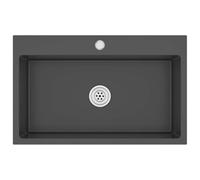 Fregadero de cocina hecho a mano de acero inoxidable negro | Compartimento X-flume, acabado satinado, almohadillas silenciosas, orificio para batería con tapa final