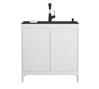 Fregadero de Cocina Independiente con Grifo Caliente y Fría, Mueble Multifuncional de Acero Inoxidable, Lavamanos para Interior Exterior, Jardín, Comercial (68x45x79cm)