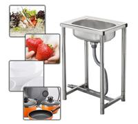 Fregadero de cocina independiente de acero inoxidable de 29.5 pulgadas de alto, para uso en interiores y exteriores, perfecto para lavar a mano, no incluye grifo, tamaño 20 x 15.5 pulgadas