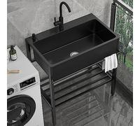 Fregadero de cocina independiente, fregadero industrial de un solo tazón con grifo de fregadero, estación de trabajo de metal, duradero, fregaderos de lavandería de acero inoxidable para restaurante