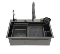 Fregadero de cocina multifunción, gran capacidad, fácil de ajustar, dos métodos de instalación, riel deslizante de doble capa, desagüe derecho, para qué