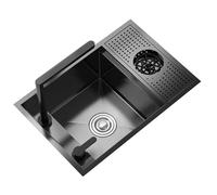 Fregadero de Cocina Oculto para Autocaravanas de 60/70 cm con Tapa de Grifo Plegable, Lavavajillas Deo Inoxidable, Equipo para Cafetería Comercial Pequeña (60 * 40 22 Cm)/O Negro/60 * 40 * 22 cm