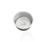 Fregadero de cocina pequeño de acero 304 inless, plateado pequeño, pecado redondo, fregadero de caravana de un solo tazón con accesorios de drenaje y desbordamiento para caravana, bar, reurant
