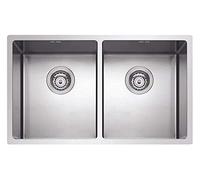 Fregadero de cocina Plados SL7420 de acero inoxidable satinado de dos bañeras para instalación Sottotop
