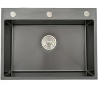 Fregadero De Cocina Plateado Multifunción De 50 Cm / 19,6 Pulgadas De Ancho, Fregadero Grande De Un Solo Tazón De Acero Inoxidable 304, con Accesorios Fácil De Limpiar (Color: Negro, Tamaño: 70x50cm)