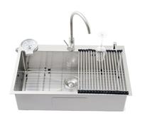 Fregadero De Cocina Plateado Para Estación De Trabajo, Con Desagüe, De Acero Inoxidable, Con Depósito De Basura Extraíble, De Una Cubeta, Para Encimera Y Bajo Encimera(B,70x50x22cm)