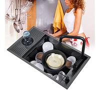 Fregadero de cocina plegable curvado, diseño de isla oculta, ideal para instalación en encimera/debajo de la mesa, incluye accesorios de montaje para una fácil instalación