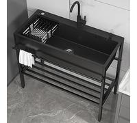 Fregadero de cocina portátil de acero inoxidable, cuenco individual con estante de almacenamiento, diseño comercial para exteriores, lavandería y lavaderos, fregadero independiente con grifo