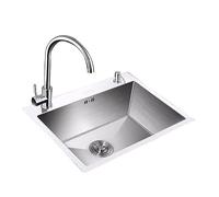 Fregadero de cocina profundo de una sola ranura de 72 x 45 cm, almohadilla insonorizada gruesa, diseño biselado en ángulo R, drenaje mejorado y flujo de agua suave, ideal para cocinas modernas