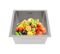 Fregadero de cocina rectangular 55 x 40 x 22 cm/45 x 45 x 22 cm, con agujeros de desbordamiento inteligentes, fregadero de cocina incidente, rendimiento de drenaje mejorado, fregadero de acero