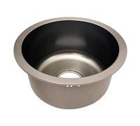 Fregadero de cocina redondo de acero inoxidable 201 de 36 cm, fregadero empotrable, diseño antiolores en forma de U, con colador de cesta y orificio de rebosadero, forma de una pieza, para cocinas