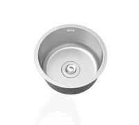 Fregadero de cocina redondo de acero inoxidable 304 con escurridor y desbordamiento, ideal para instalación de montaje inferior o superior, fácil de limpiar y elegante