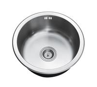 Fregadero de cocina redondo de acero inoxidable con 1 cuenco con colador de 25 x 25 cm, perfecto para cocina, comedor, bar y armario