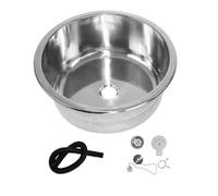 Fregadero de cocina redondo de acero inoxidable para lavar platos, piscina, lavado a mano, duradero, lavado de platos individual