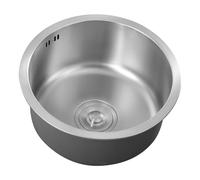 Fregadero de Cocina Redondo, Fregadero de un Seno, Fregadero pequeño de Acero Inoxidable de 32/36/40 cm, Apto para el hogar de caravanas (Plata, 32 x 3