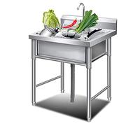 Fregadero de Cocina utilitario, Fregadero de Acero Inoxidable de un Solo Seno con un Compartimento para Cocina Comercial con Grifo, Independiente, con Patas en H, para preparación y Uso Gene