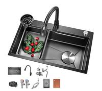 Fregadero de cocina y verduras en relieve de panal de abeja, estación de trabajo integrada con grifo extraíble, ideal para lavavajillas y uso doméstico, 75 x 45 x 22 cm.