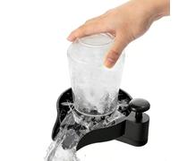 Fregadero de cristal con dispensador de jabón, color negro | Limpiador de vidrio compacto 2 en 1 y dispensador de jabón de ABS resistente en negro para cocina, bar y gastronomía.