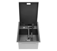 Fregadero de cubierta de acero inoxidable gris oscuro, lavabo oculto, para baño, despensa, cuarto de baño 45 x 35 x 21 cm