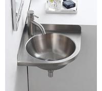 Fregadero de esquina de acero inoxidable montado en la pared con lavabo de mano Fau para cocina, baño, caravana, barco, diseño de ahorro de espacio para una fácil instalación