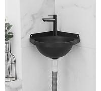 Fregadero de Esquina de Pared Negro, Fregadero de Acero Inoxidable de un Seno, Fregadero de Esquina Triangular, Fregadero de Esquina de Cocina pequeño, con escurridor y Grifo, para Garaje, r