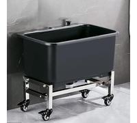 Fregadero de fregona comercial extraíble con rodillo de 26 cm de profundidad, fregadero individual para lavandería, patio trasero, drenaje final para una limpieza eficiente