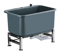 Fregadero de fregona de montaje en suelo, fregadero comercial con drenaje para lavandería, baño, hotel, fregadero multiusos para lavandería al aire libre, gris