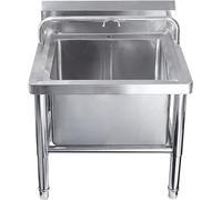 Fregadero de fregona de piso comercial, estación de lavado independiente, acero inoxidable resistente para el hogar u hotel