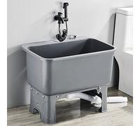 Fregadero de fregona de piso con grifo, tina de lavandería independiente para lavadero, sótano y tienda, drenaje de encimera incluido