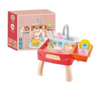 Fregadero de juego para niños - Funcionamiento del grifo eléctrico, actividad de desarrollo de habilidades motoras, simulación de aprendizaje cognitivo interactivo, kit de fregado en re
