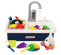 Fregadero de Juguete de Cocina, Cocina de Juguetes con Lavaplatos y Grifo de Agua, Cocinita Infantil, Accesorios Cocinita Juguetes, Juego de rol para Niños y Niñas de 3 Años(Azul)