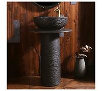 Fregadero de la Cuenca de baño de cerámica Tradicional con Pedestal Completo y un Agujero de Grifo Lujoso, una Unidad de Lavabo de pie fácil de Limpiar (k sin Espejo) Made in China