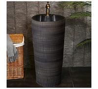 Fregadero de la Cuenca de baño de cerámica Tradicional con Pedestal Completo y un Agujero de un Toque Lujoso, una Unidad de Lavabo de pie fácil de Limpiar, (y Grande) Made in China